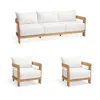 Frontgate Porticello 3-pc. Sofa Set With Two Lounge Chairs In Natural Teak
