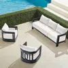 Frontgate Porticello 3-pc. Sofa Set With Two Swivel Lounge Chairs In Matte Black Aluminum