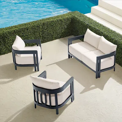 Frontgate Porticello 3-pc. Aluminum Loveseat Set In White