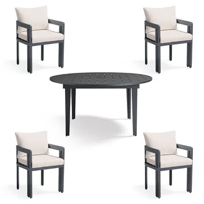 Frontgate Porticello 5-pc. Aluminum Round Dining Set In White