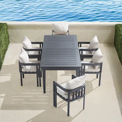 Frontgate Porticello 7-pc. Aluminum Dining Set In Gray