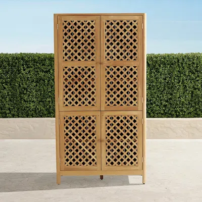 Frontgate Porto Teak Storage Cabinet In Brown