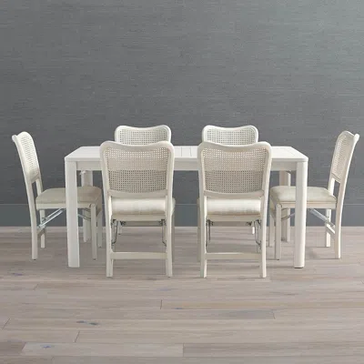 Frontgate Rectangular Folding Table With Set Of Six Chairs In Antique White