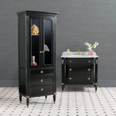 Frontgate Regency Bow Front 36" Single Bath Vanity Set With Storage Cabinet In Black