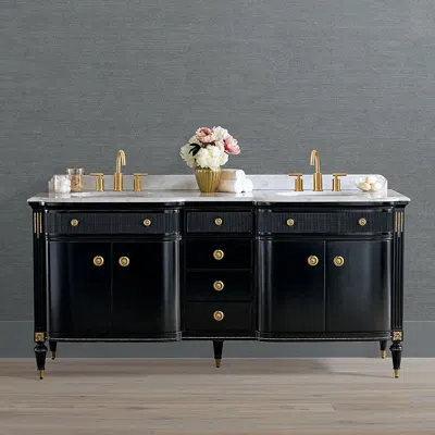 Frontgate Regency Bow Front 72" Double Bath Vanity In Black