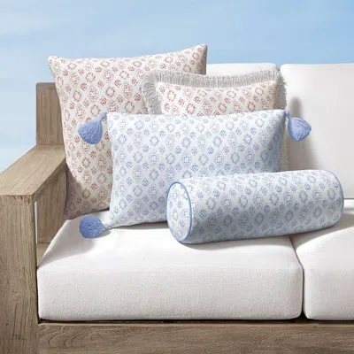 Frontgate Reynolds Tile Indoor/outdoor Pillow In Blue
