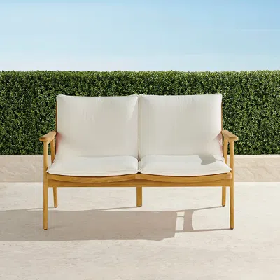 Frontgate Roewe Loveseat With Cushions In Natural Teak In Neutral