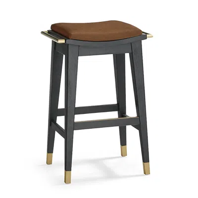 Frontgate Sawyer Backless Bar & Counter Stool In Espresso,performance Cider Leather Bar Stool