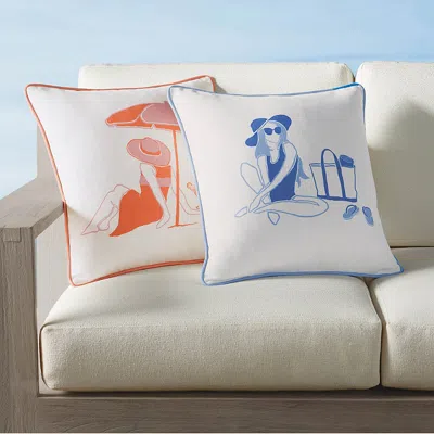 Frontgate Seaside Serenade Indoor/outdoor Pillow Cover In Blue