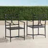 Frontgate Set Of 2 Angelina Dining Arm Chairs In Jet Black Aluminum