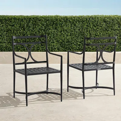 Frontgate Set Of 2 Angelina Dining Arm Chairs In Jet Black Aluminum