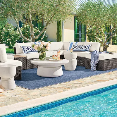 Frontgate Set Of 2 Avalon Modular Seating In Graphite Wicker