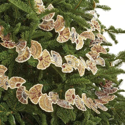 Frontgate Set Of 2 Beaded Ginkgo Leaf 3 Ft Garlands
