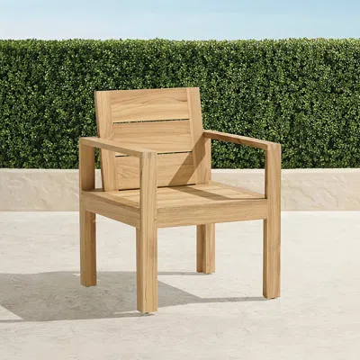 Frontgate Set Of 2 Boretto Teak Dining Arm Chairs. In Brown