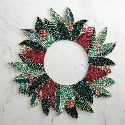 Frontgate Set Of 2 Boughs Of Holly Placemats In Green