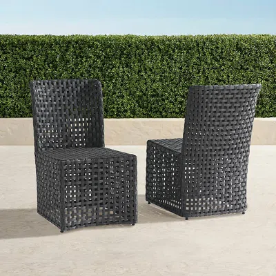 Frontgate Set Of 2 Bowman Dining Side Chairs In Graphite Wicker In Black