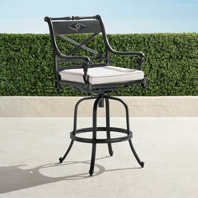 Frontgate Set Of 2 Carlisle Swivel Bar Stools In Onyx Finish