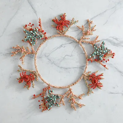 Frontgate Set Of 2 Coral Charm Chargers