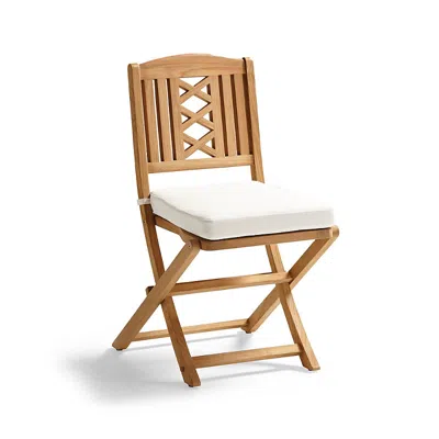 Frontgate Set Of 2 Eden Teak Folding Chair Cushion. In Brown