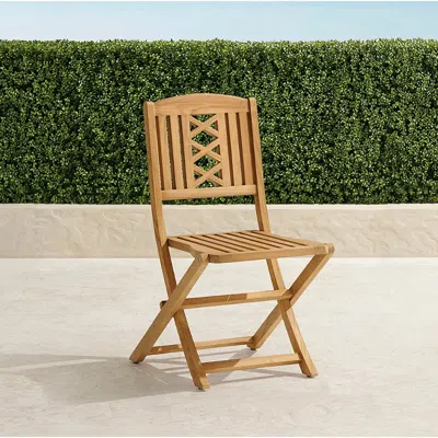 Frontgate Set Of 2 Eden Teak Folding Chairs. In Neutral