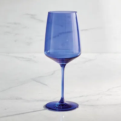 Frontgate Set Of 2 European Crystal Wine Glasses In Blue