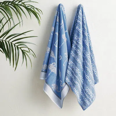 Frontgate Set Of 2 Freda And Lina Beach Towels In Blue
