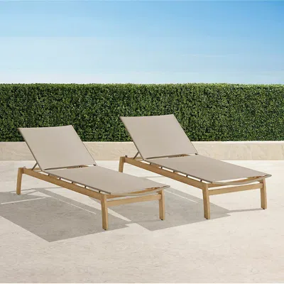 Frontgate Set Of 2 Ibiza Natural Teak Chaises In Brown
