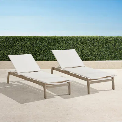 Frontgate Set Of 2 Ibiza Weathered Teak Chaises In White
