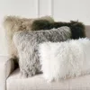 Frontgate Mongolian Fur Decorative Pillow Cover In Off-white