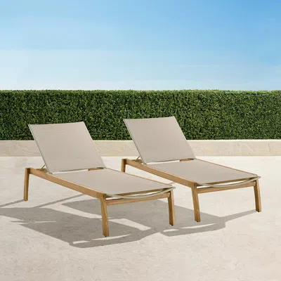 Frontgate Set Of 2 Newport Natural Teak Chaises In Neutral