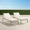 Frontgate Set Of 2 Newport Weathered Teak Chaises In White
