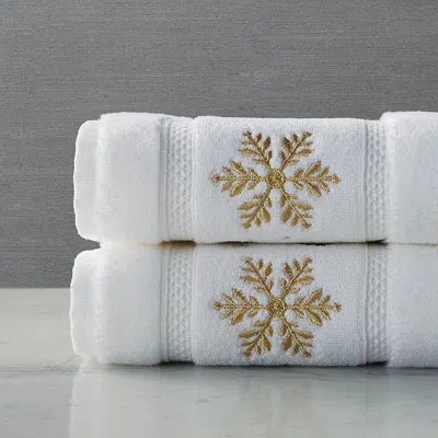Frontgate Set Of 2 Shimmering Snowflake Hand Towels In Red