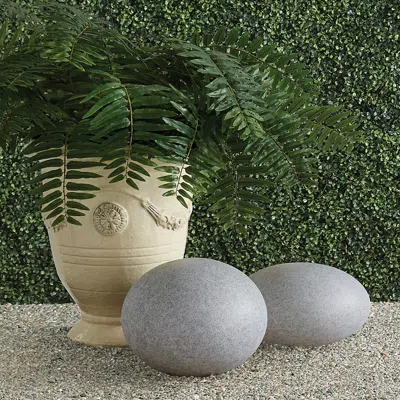 Frontgate Set Of 2 Solar Led Glow Stones In Gray