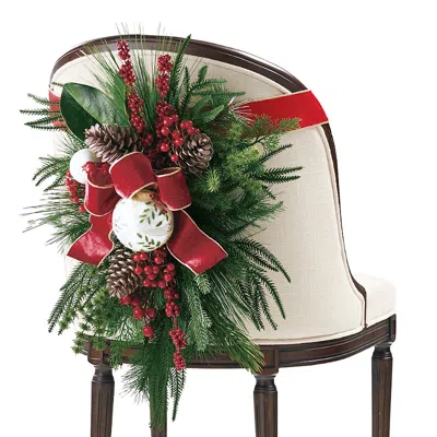 Frontgate Set Of 2 Vintage Christmas Chairback Swags In Multi