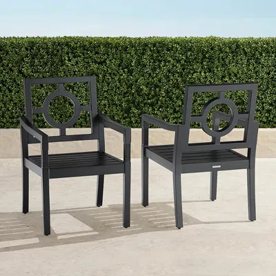 Frontgate Set Of 2 Winhill Dining Arm Chairs In Jet Black Aluminum