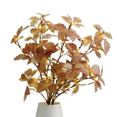 Frontgate Set Of 3 Led Twig And Beech Leaf Stem