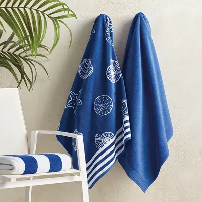 Frontgate Set Of 3 Siesta Seashell Beach Towel In Blue
