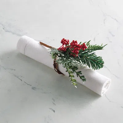 Frontgate Set Of 4 Christmas Cheer Napkin Rings In White