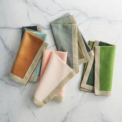 Frontgate Set Of 4 Dip Dye Napkins In Blush,gold