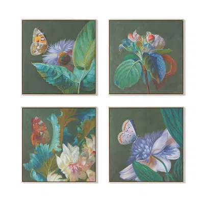 Frontgate Set Of 4 Edie Handpainted Butterflies In Green