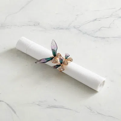 Frontgate Set Of 4 Flutter Napkin Rings Butterfly In Brown