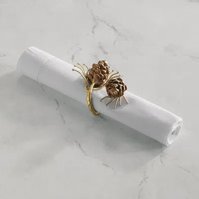 Frontgate Set Of 4 Gilded Pine Napkin Rings