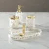 Frontgate Set Of 4 Ines Handpainted Glass Bath Accessories In Neutral