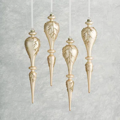 Frontgate Set Of 4 Snowy Seaside Ornament Collection