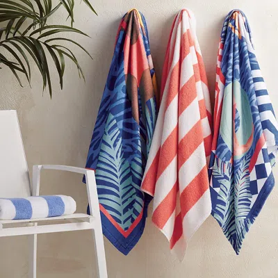 Frontgate Set Of 4 Summer Party Beach Towels In Blue