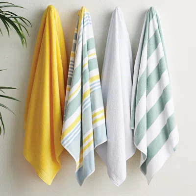 Frontgate Set Of 4 Summer Stripe Beach Towels In Icy Blue