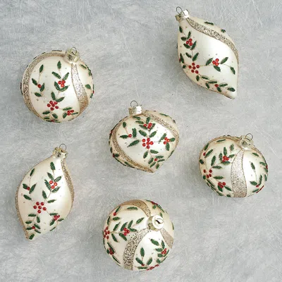 Frontgate Set Of 6 Embellished Holly Berries Ornaments