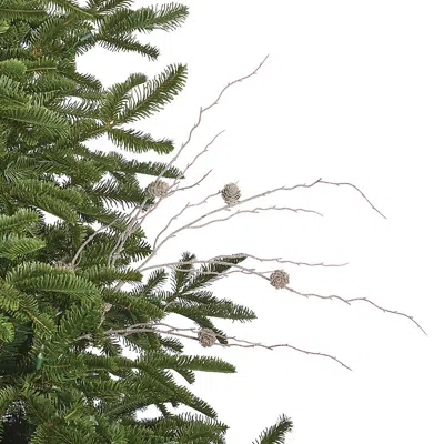 Frontgate Set Of 6 Frosted Glitter Pinecone Stem In Green