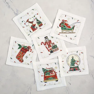 Frontgate Set Of 6 Merrybell Cocktail Napkins