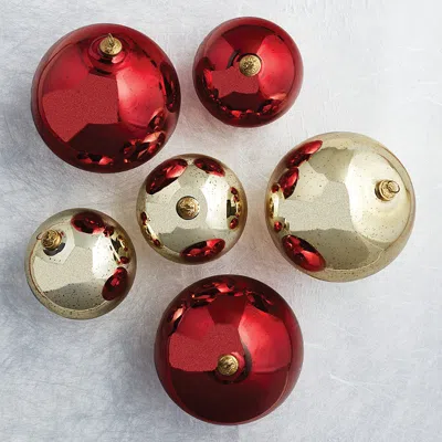 Frontgate Set Of 6 Oversized Mercury Glass Ornaments In Multi